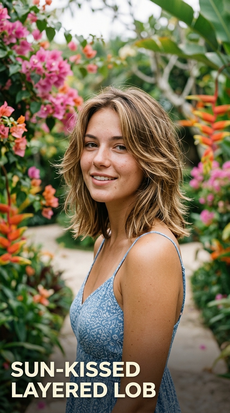 Sun-Kissed Layered Lob