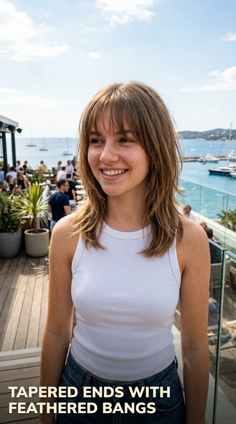 Tapered Ends with Feathered Bangs