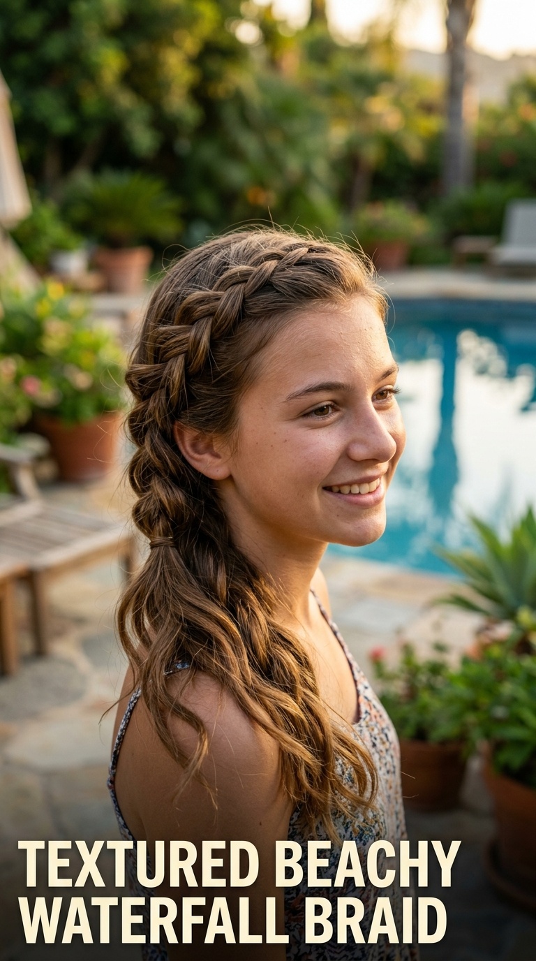 Textured Beachy Waterfall Braid