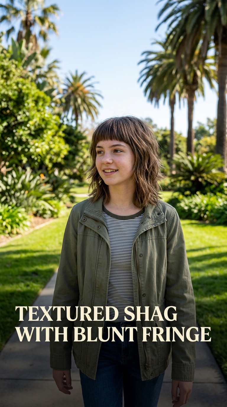 Textured Shag with Blunt Fringe