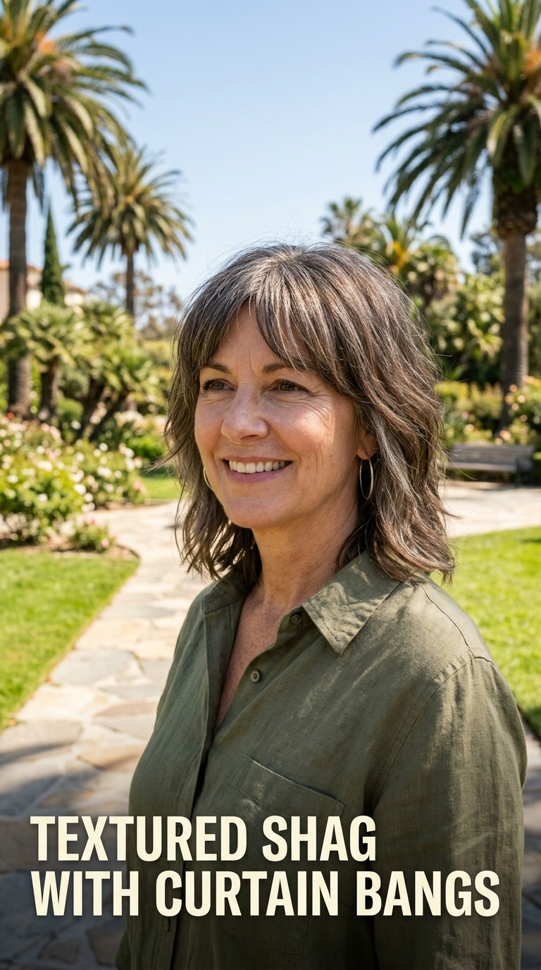 Textured Shag with Curtain Bangs