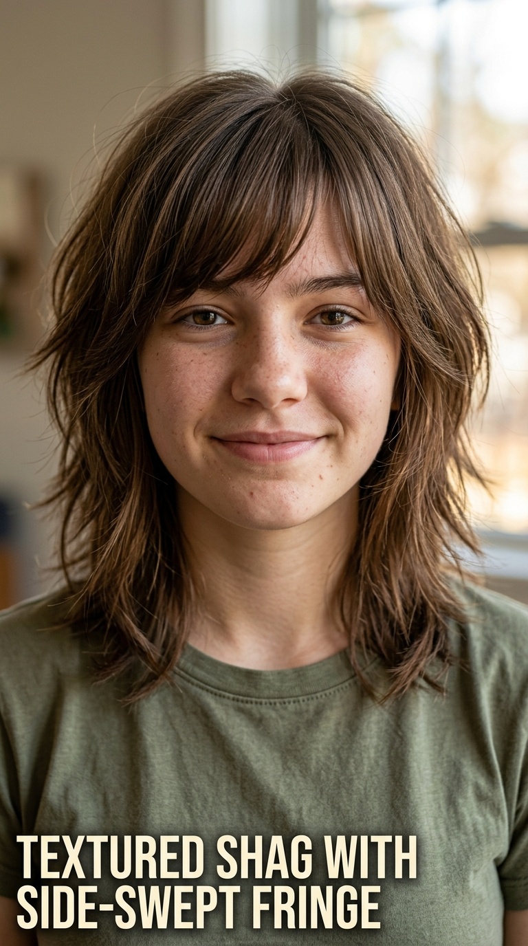 Textured Shag with Side-Swept Fringe
