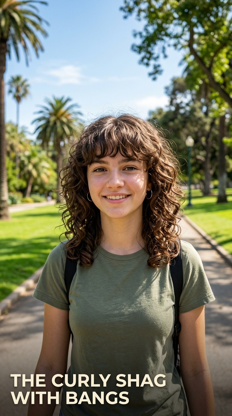 The Curly Shag with Bangs