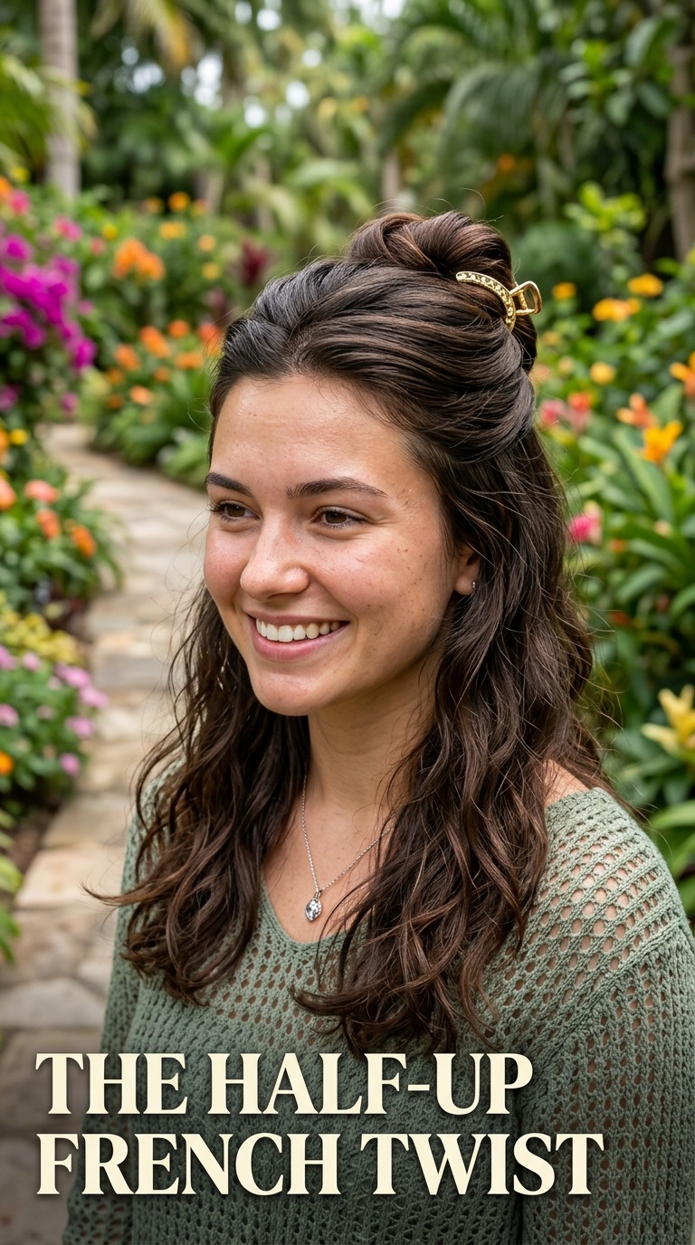 The Half-Up French Twist