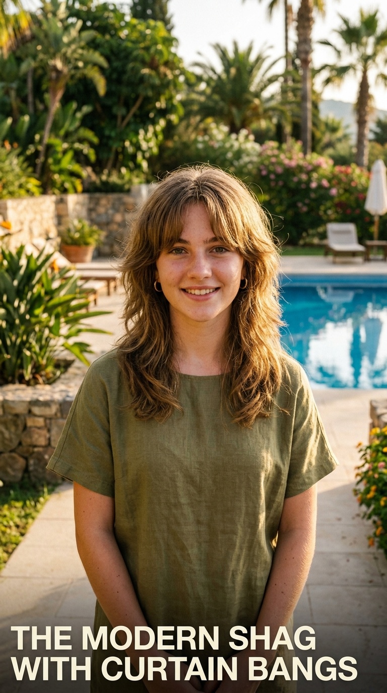 The Modern Shag with Curtain Bangs