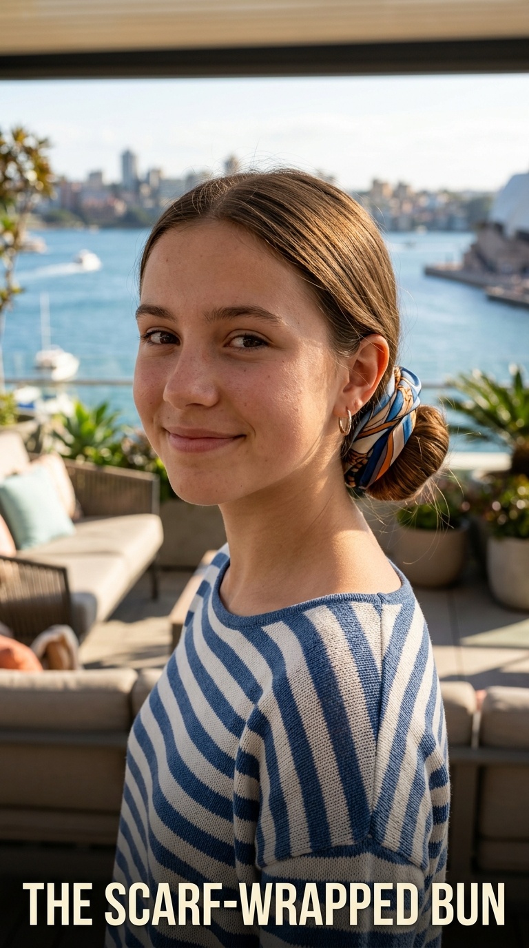 The Scarf-Wrapped Bun