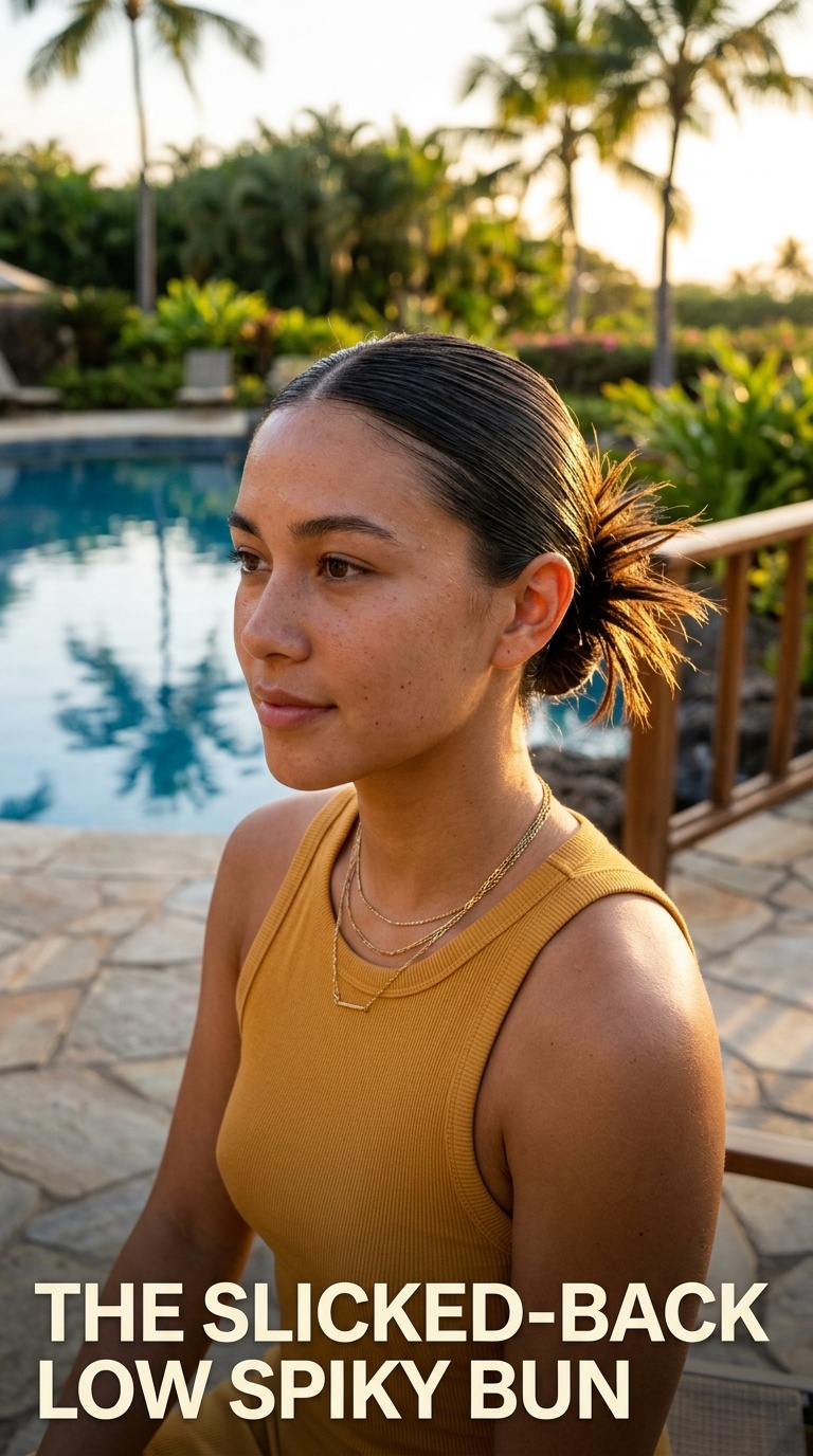 The Slicked-Back Low Spiky Bun