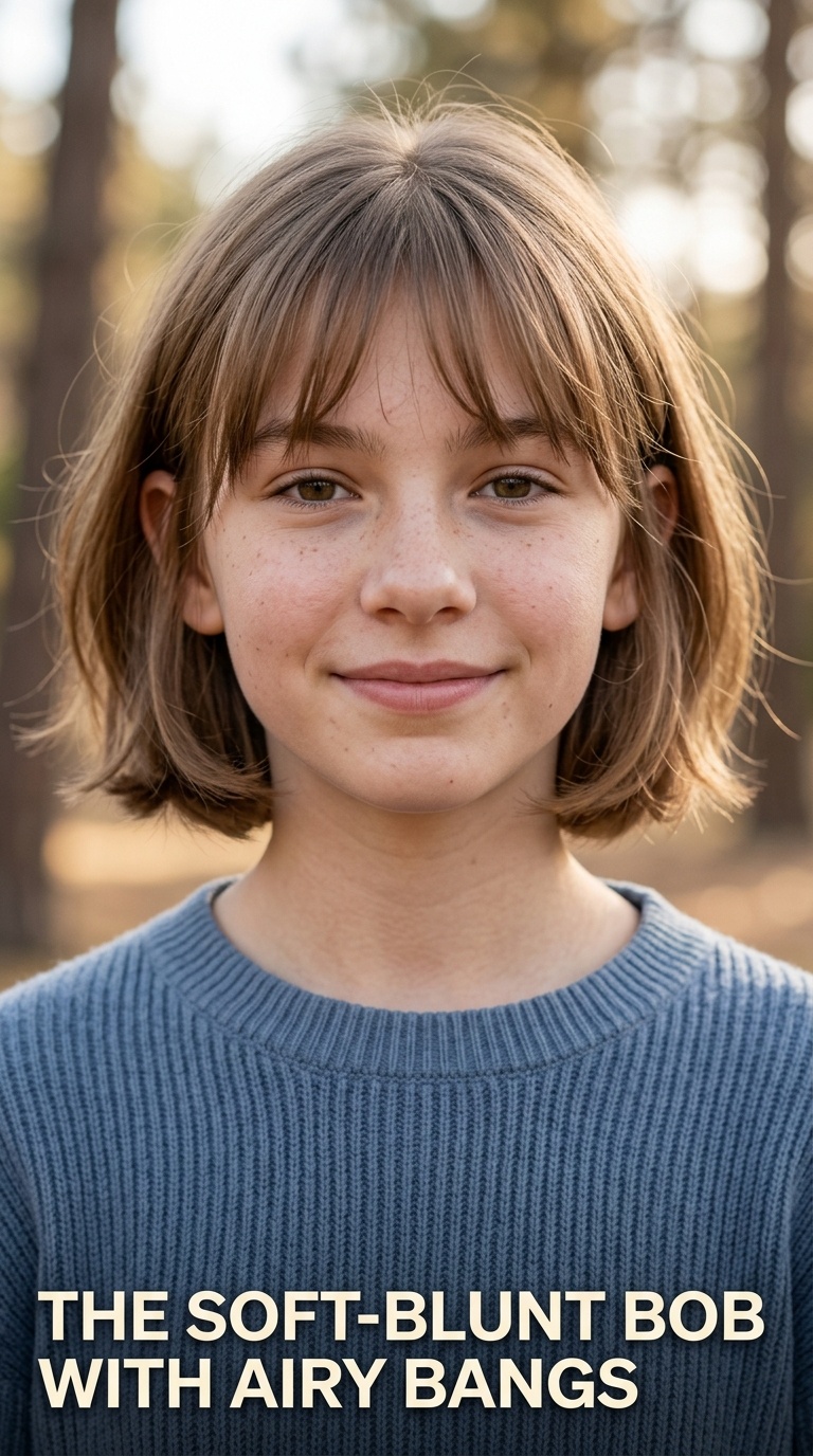 The Soft-Blunt Bob with Airy Bangs