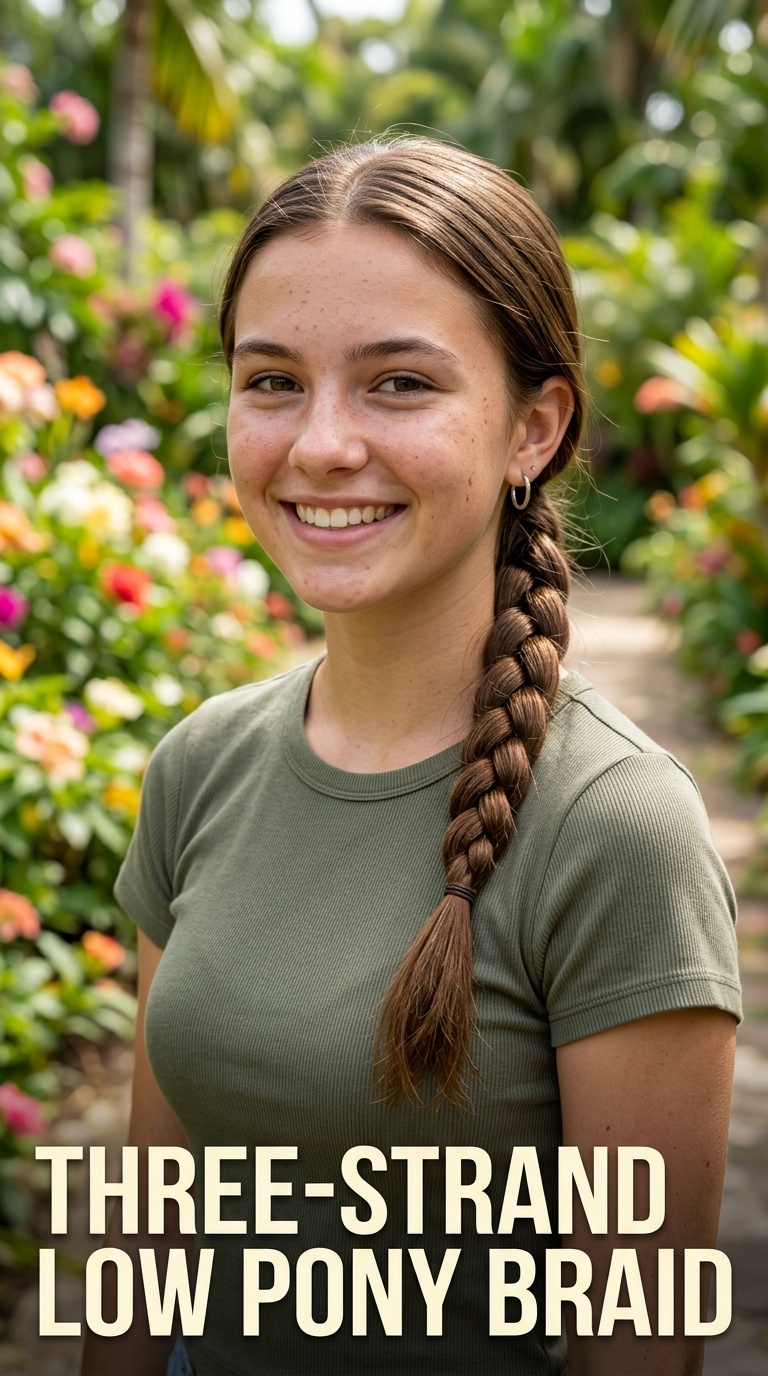 Three-Strand Low Pony Braid