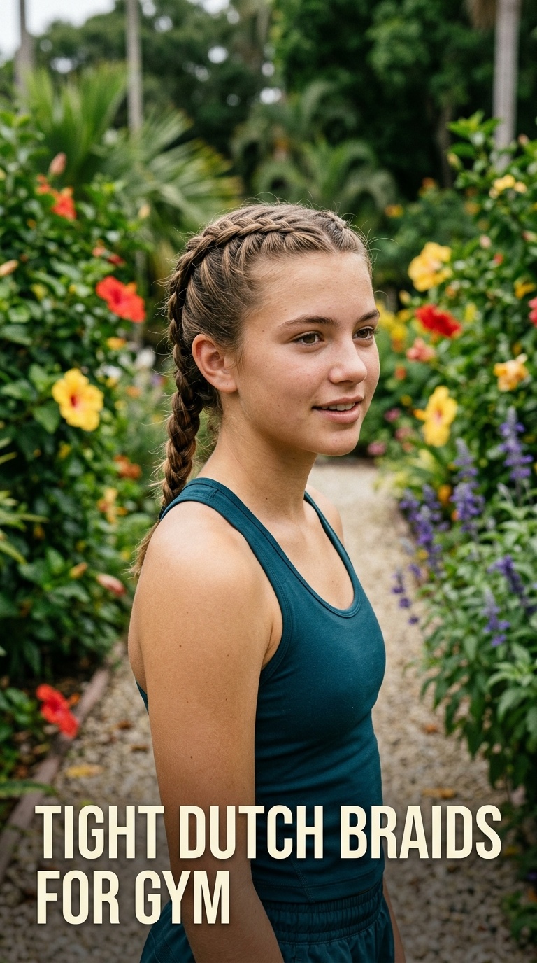 Tight Dutch Braids for Gym