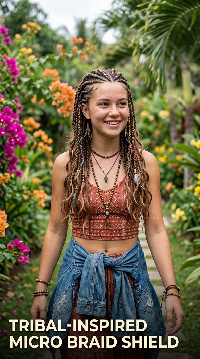 Tribal-Inspired Micro Braid Shield