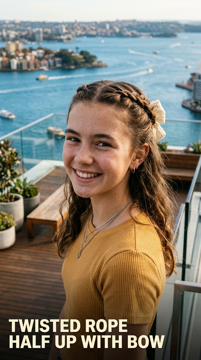 Twisted Rope Half Up with Bow