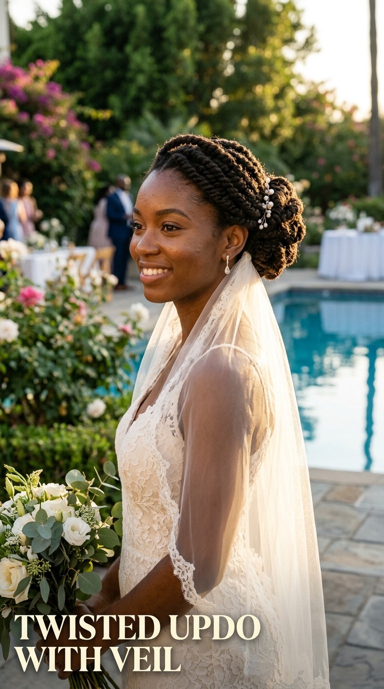 Twisted Updo with Veil