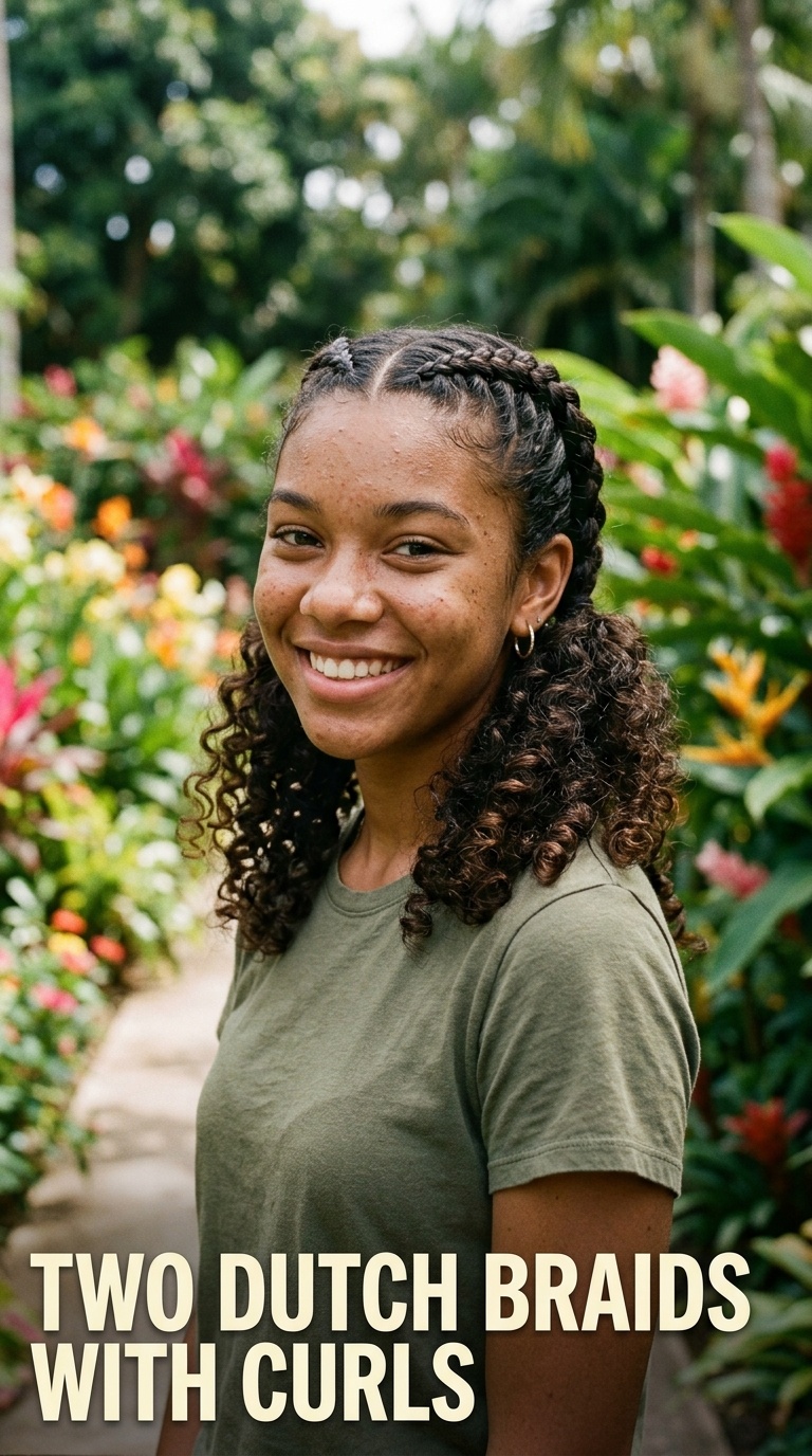 Two Dutch Braids with Curls