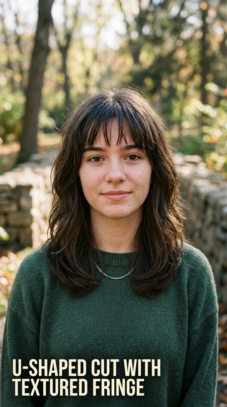 U-Shaped Cut with Textured Fringe