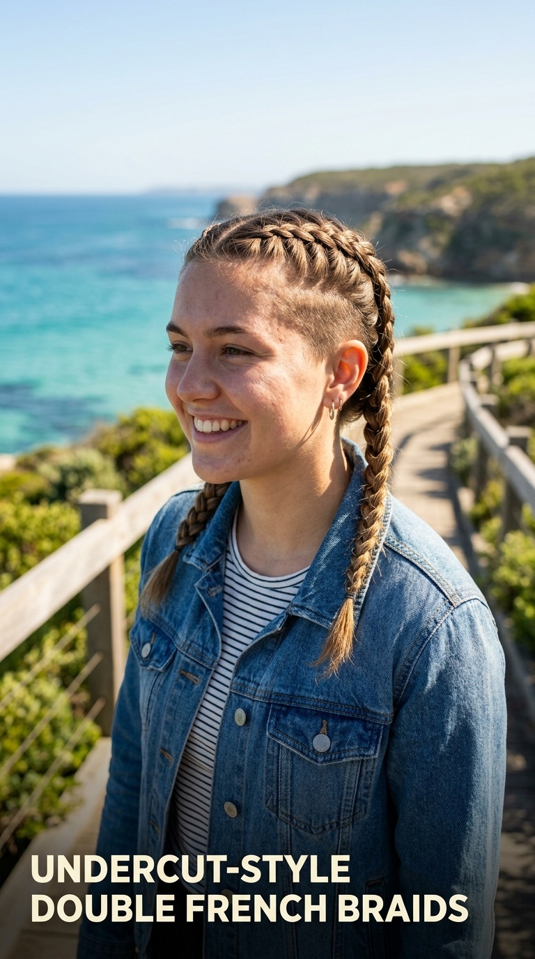 Undercut-Style Double French Braids