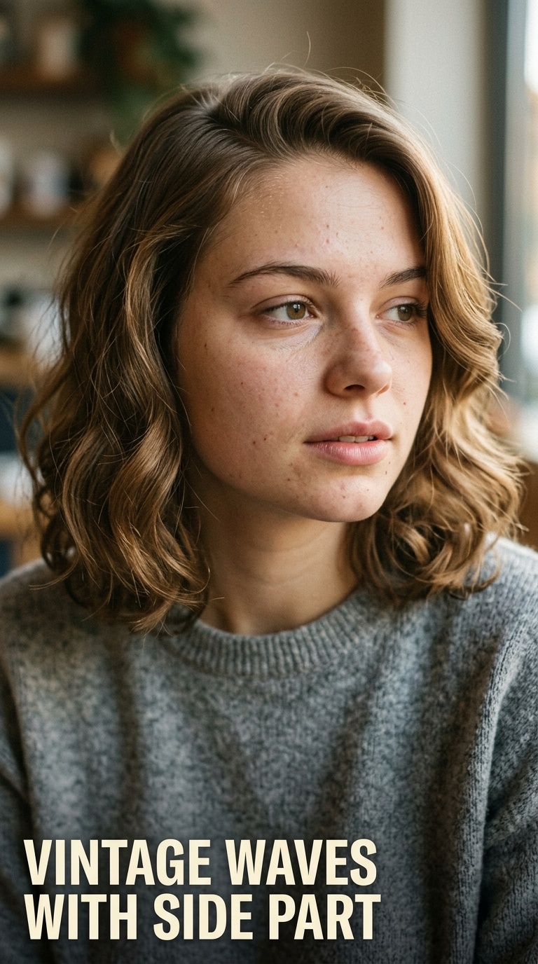 Vintage Waves with Side Part