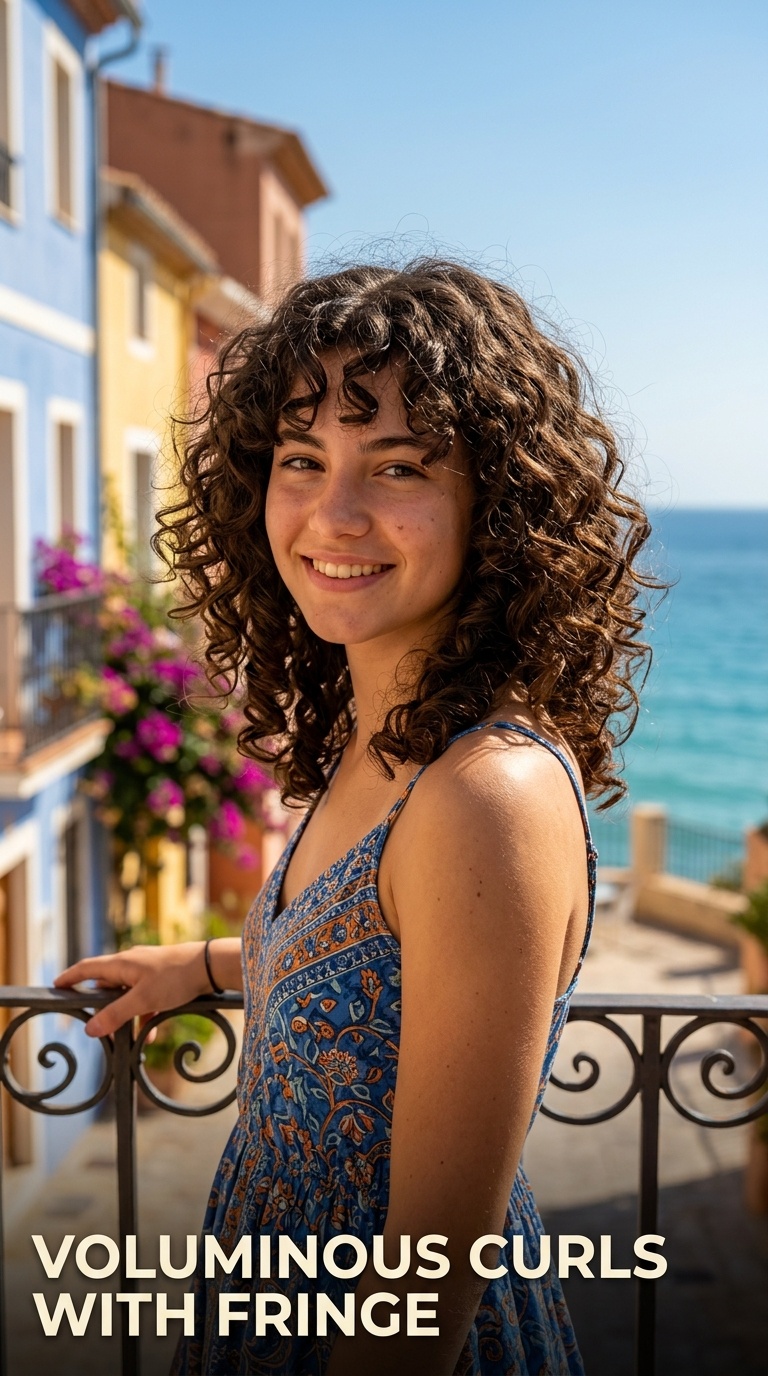 Voluminous Curls with Fringe