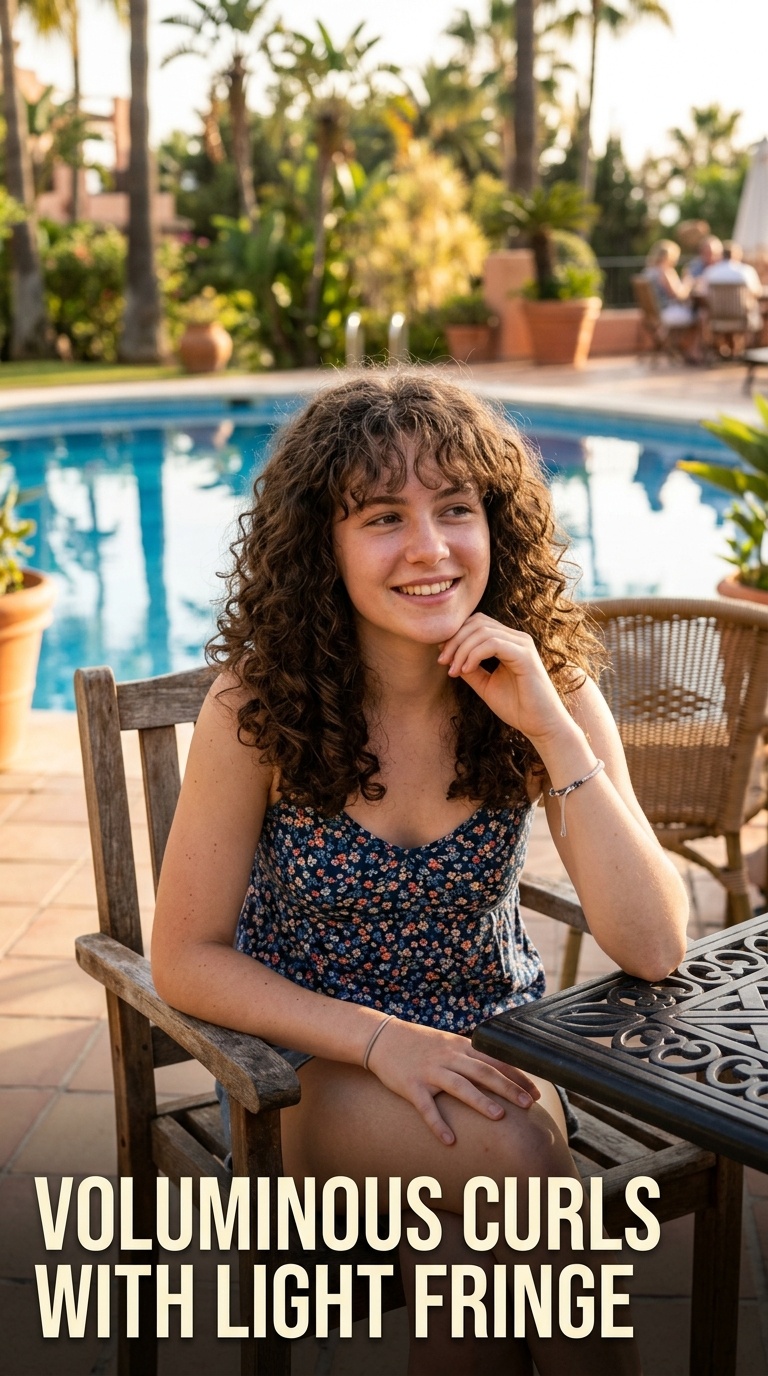 Voluminous Curls with Light Fringe