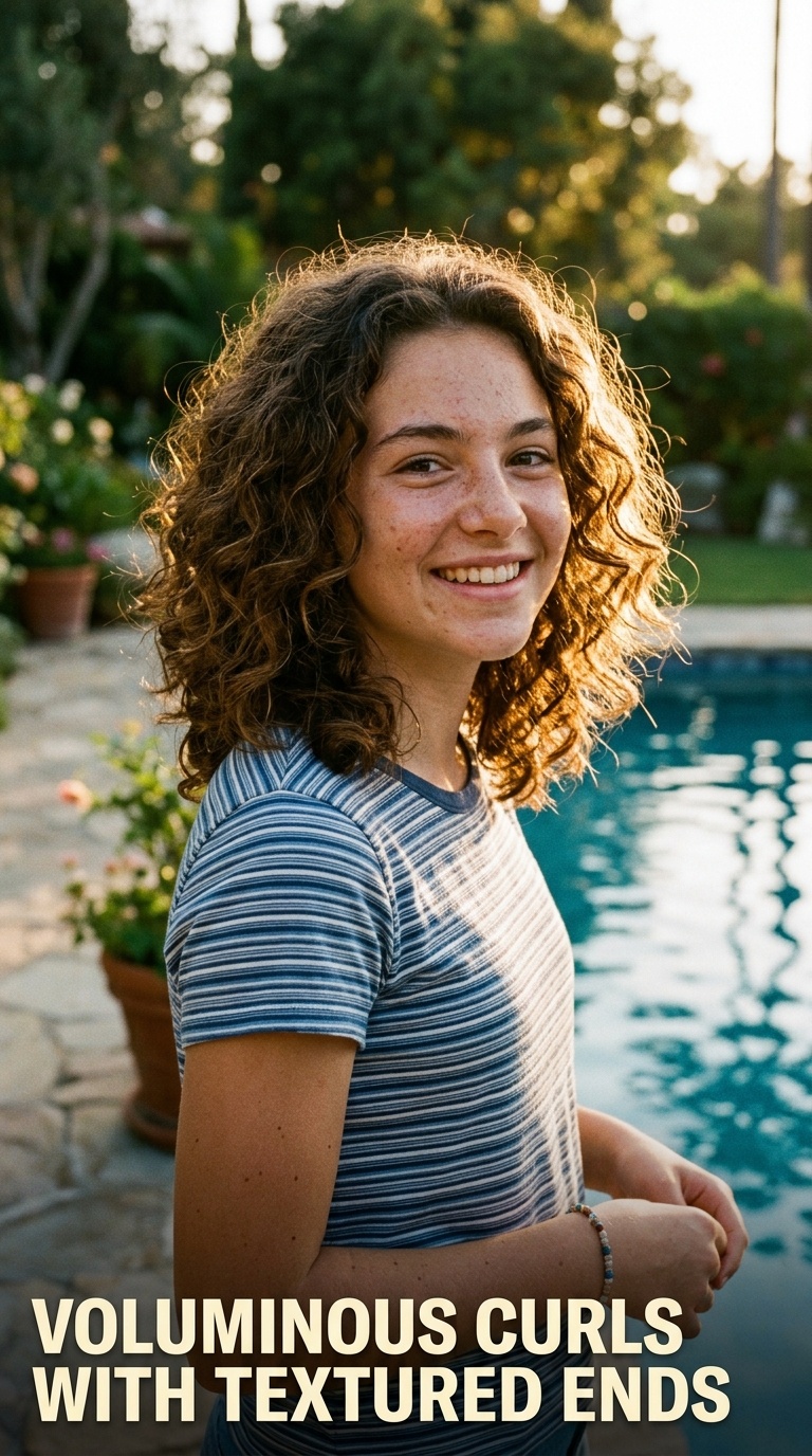 Voluminous Curls with Textured Ends