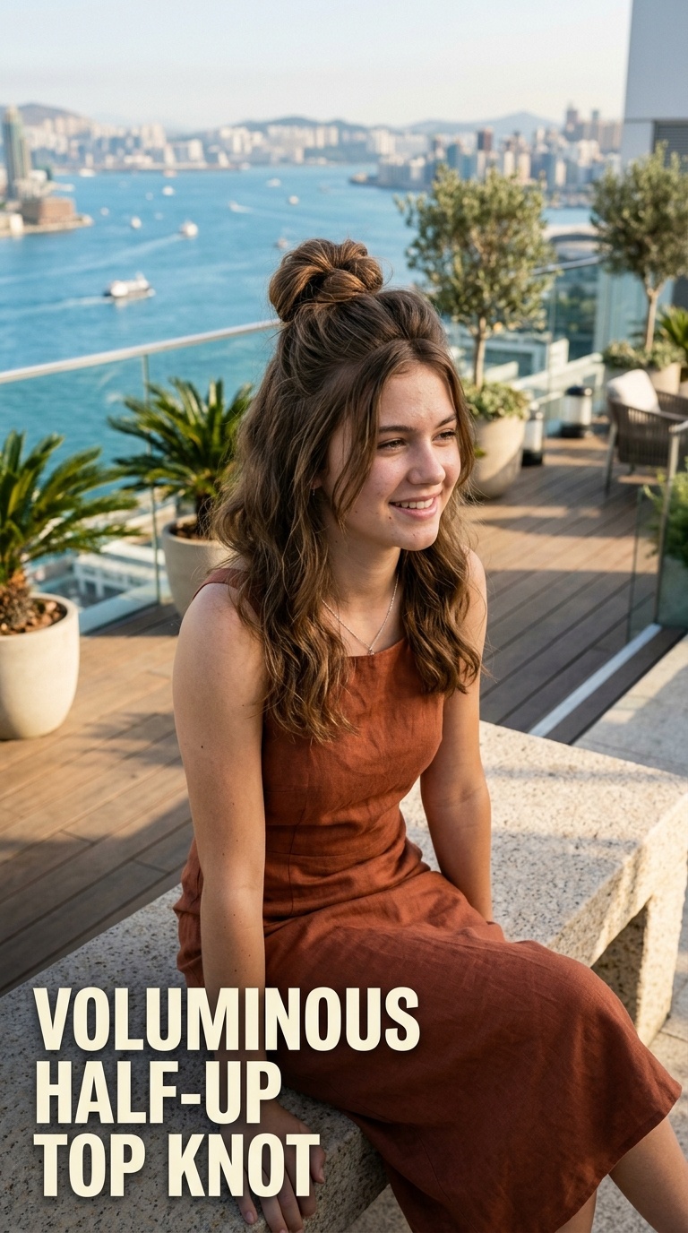 Voluminous Half-Up Top Knot
