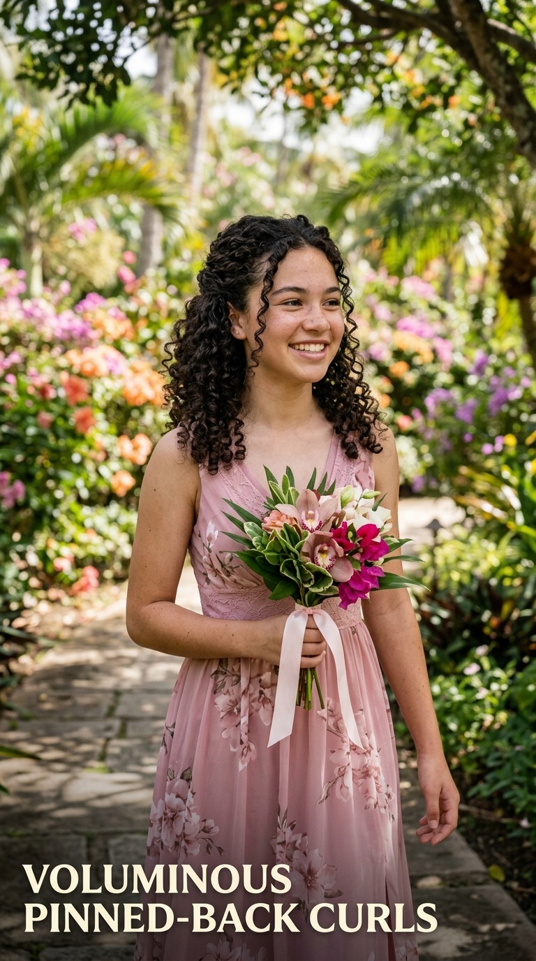 Voluminous Pinned-Back Curls