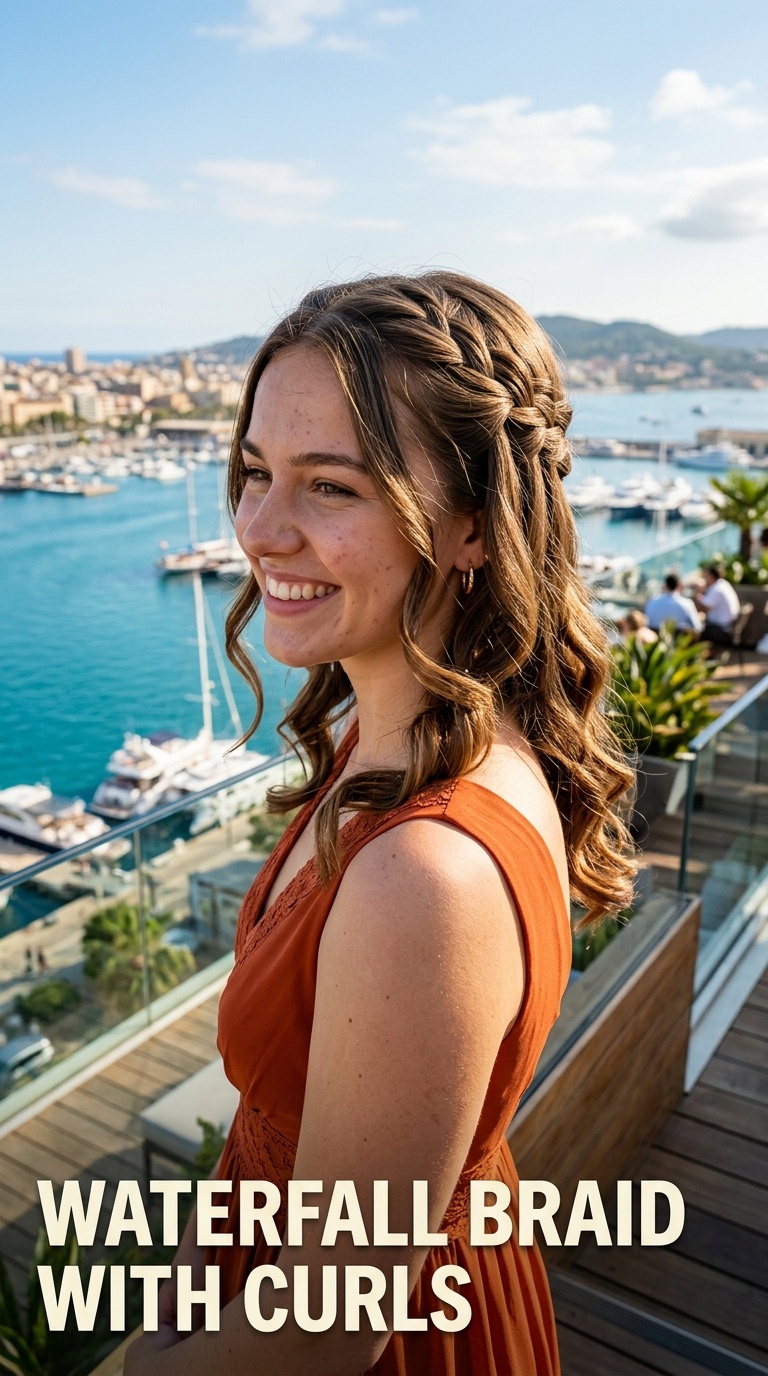 Waterfall Braid with Curls