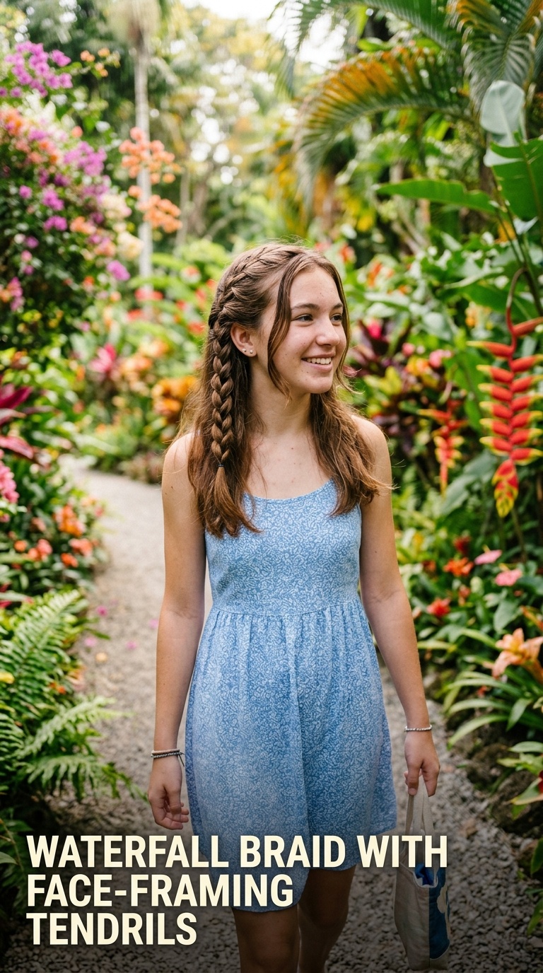 Waterfall Braid with Face-Framing Tendrils
