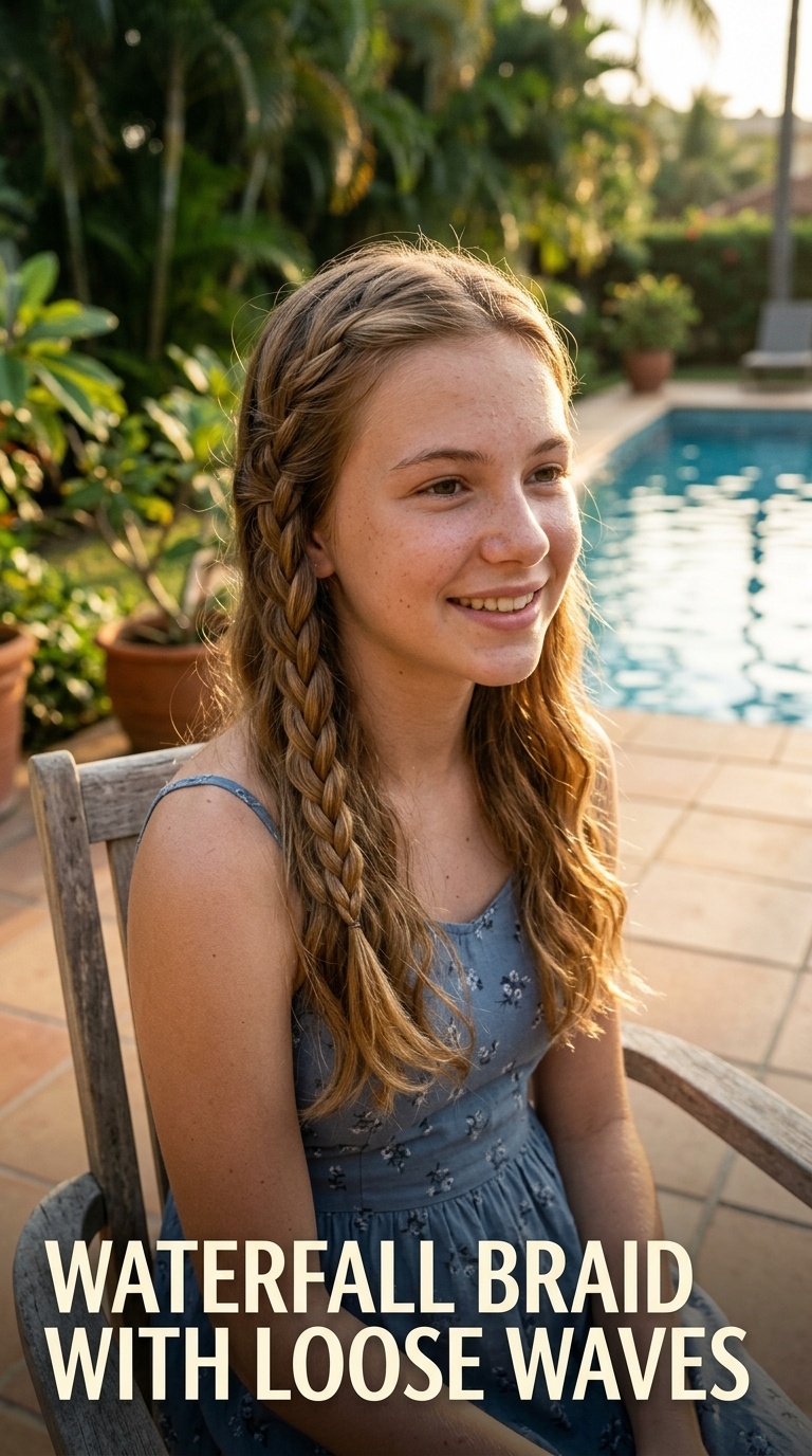 Waterfall Braid with Loose Waves