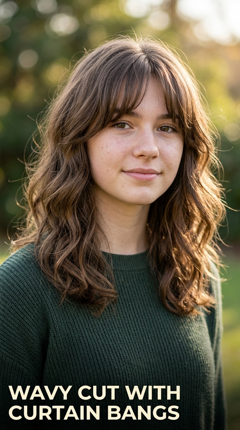 Wavy Cut with Curtain Bangs