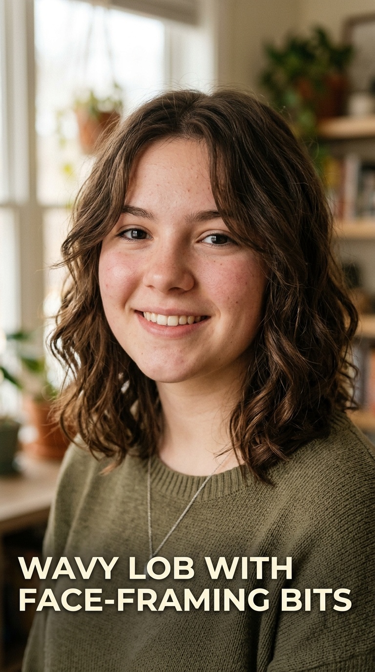Wavy Lob with Face-Framing Bits