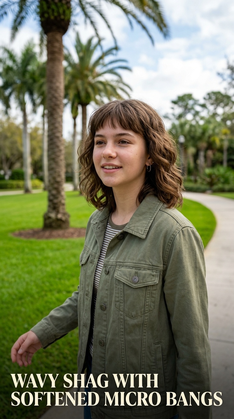 Wavy Shag with Softened Micro Bangs