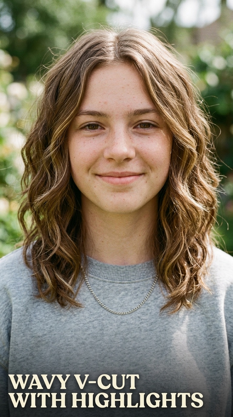 Wavy V-Cut with Highlights