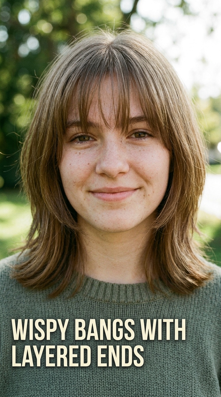 Wispy Bangs with Layered Ends