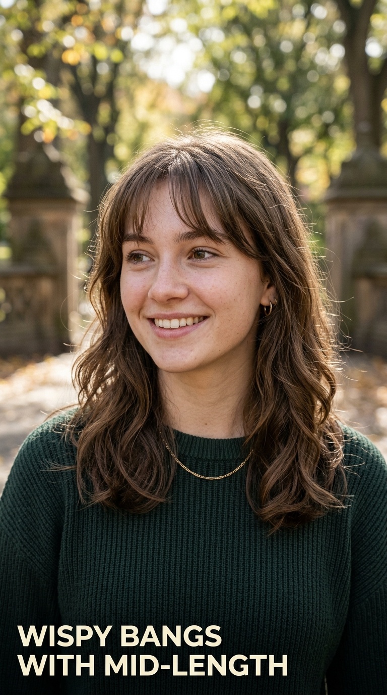 Wispy Bangs with Mid-Length