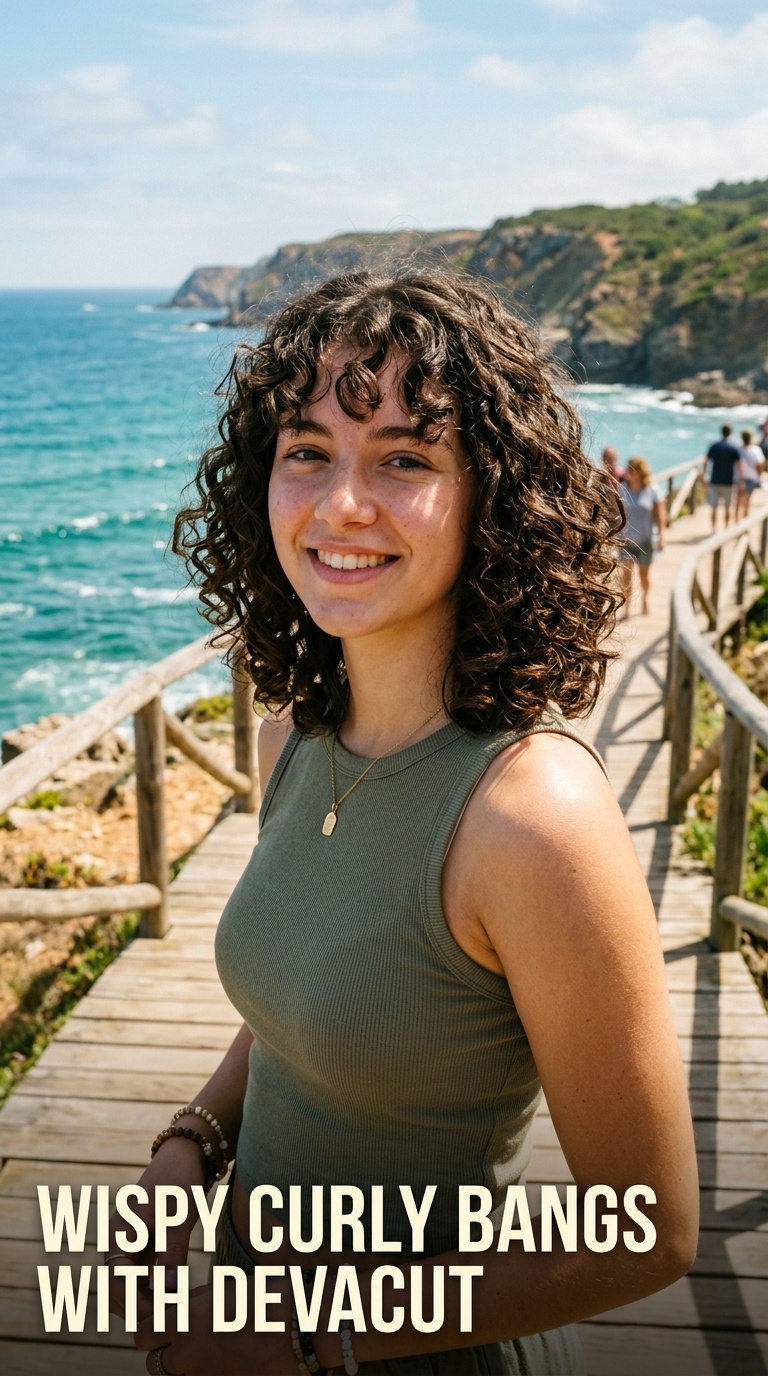 Wispy Curly Bangs with DevaCut