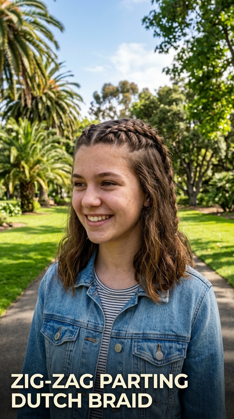 Zig-Zag Parting Dutch Braid