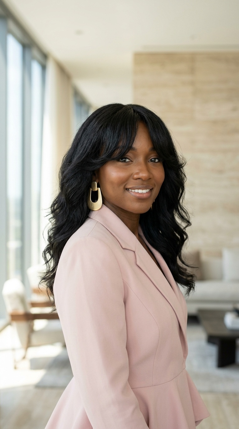 4C Hair Curtain Bangs Black Women