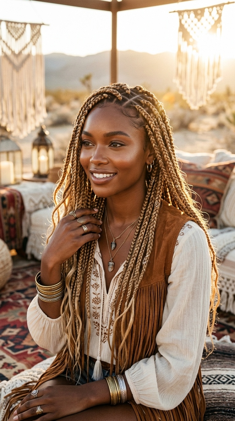 613 Blonde Bohemian Braids Look
