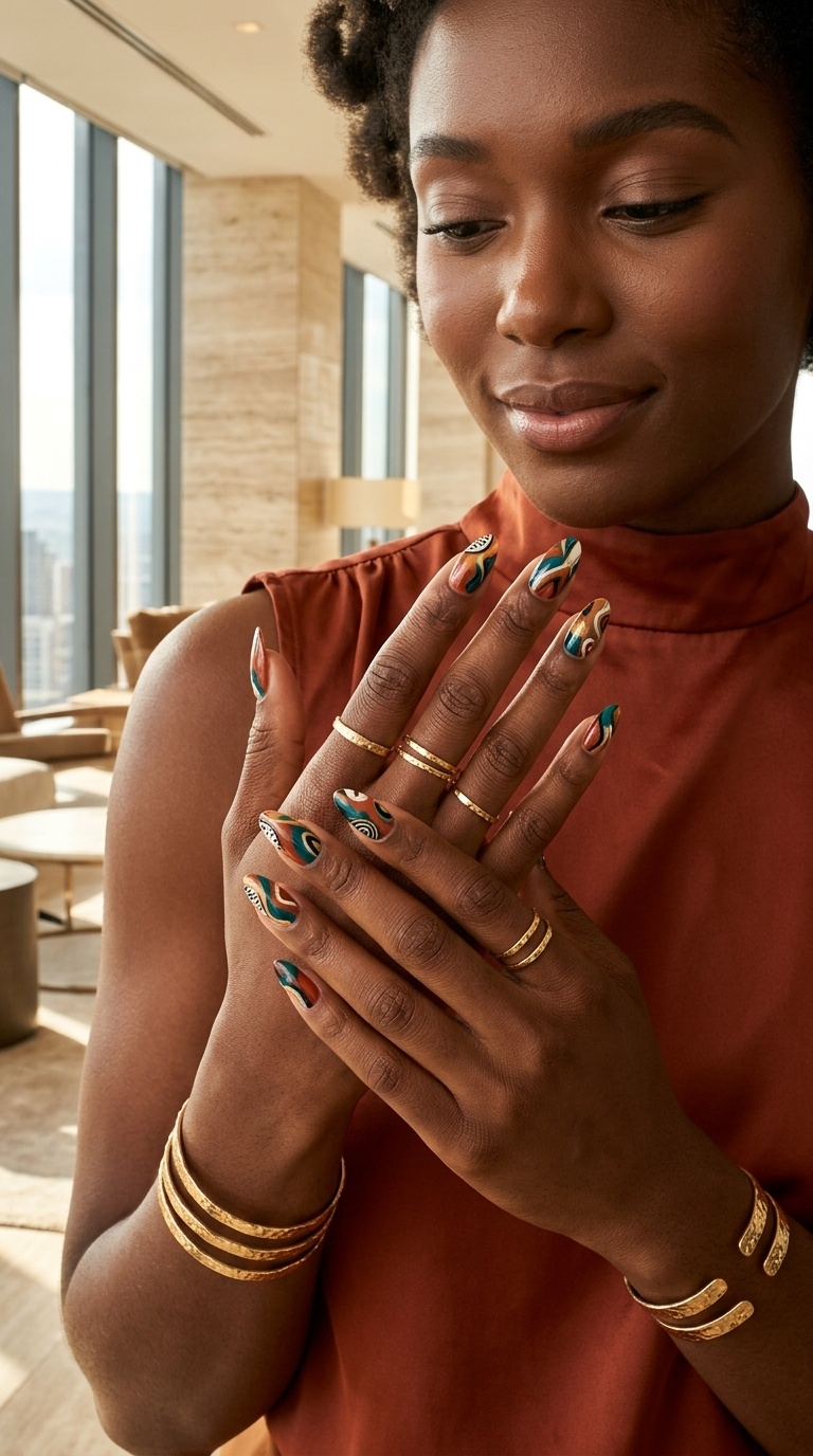 Abstract Art Nails Black Women