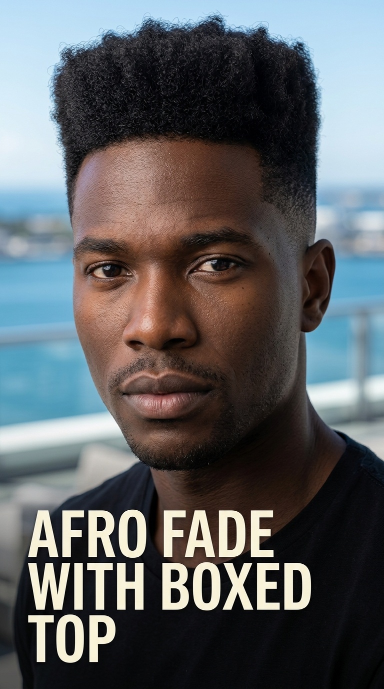 Afro Fade with Boxed Top