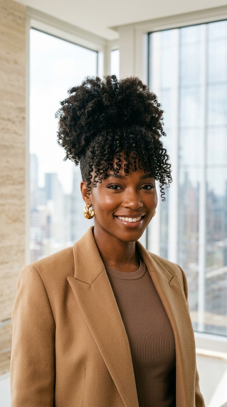 Afro Puff With Bangs