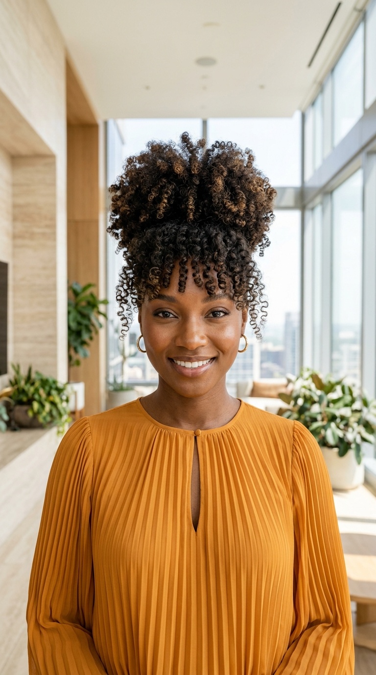 Afro Puff With Bangs
