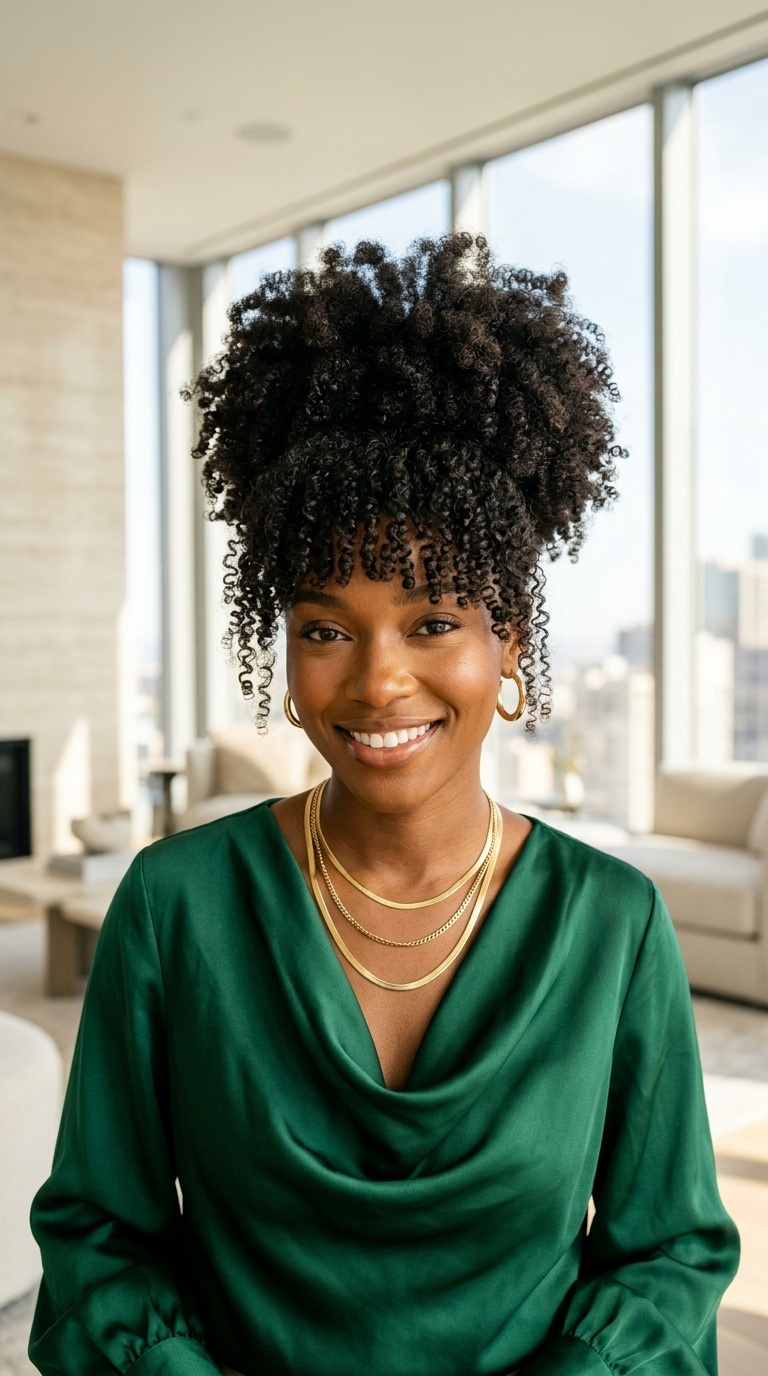 Afro Puff With Bangs 4c