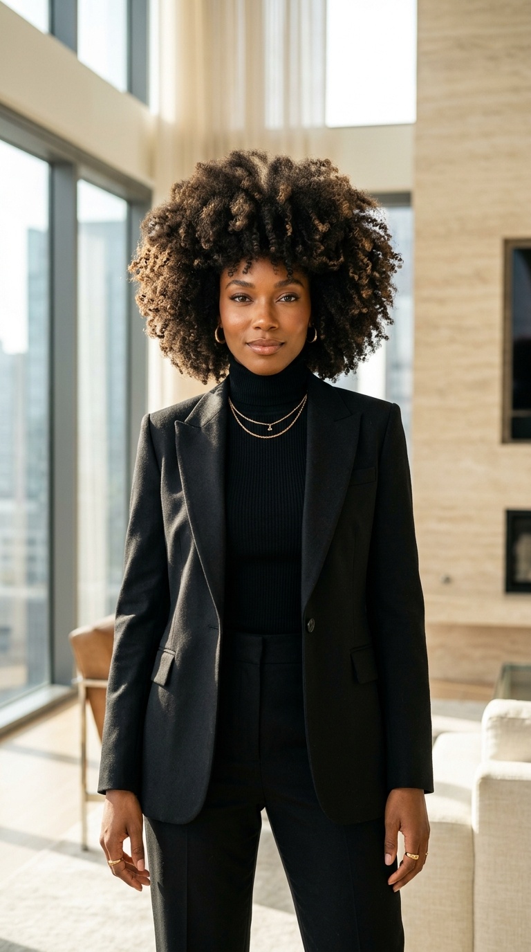All Black Suit With Turtleneck
