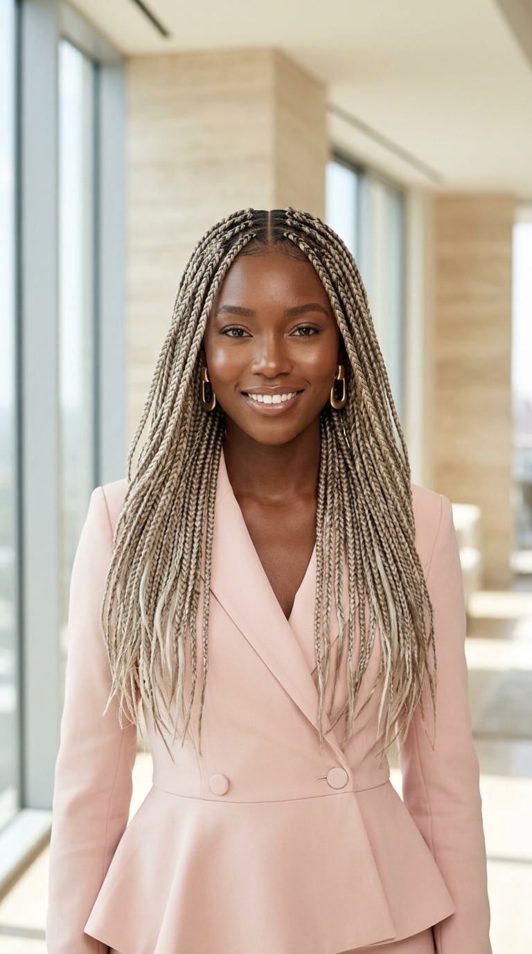 Ash Blonde Knotless Braids Look