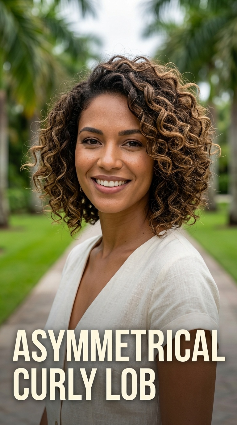 Asymmetrical Curly Lob