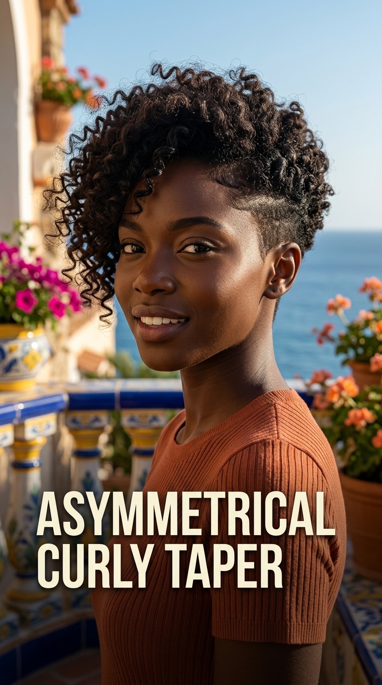 Asymmetrical Curly Taper