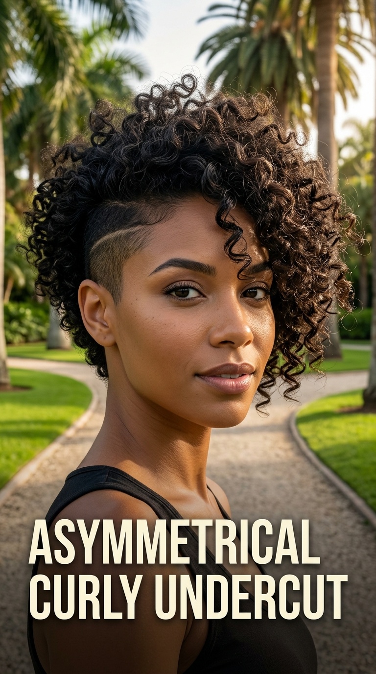 Asymmetrical Curly Undercut