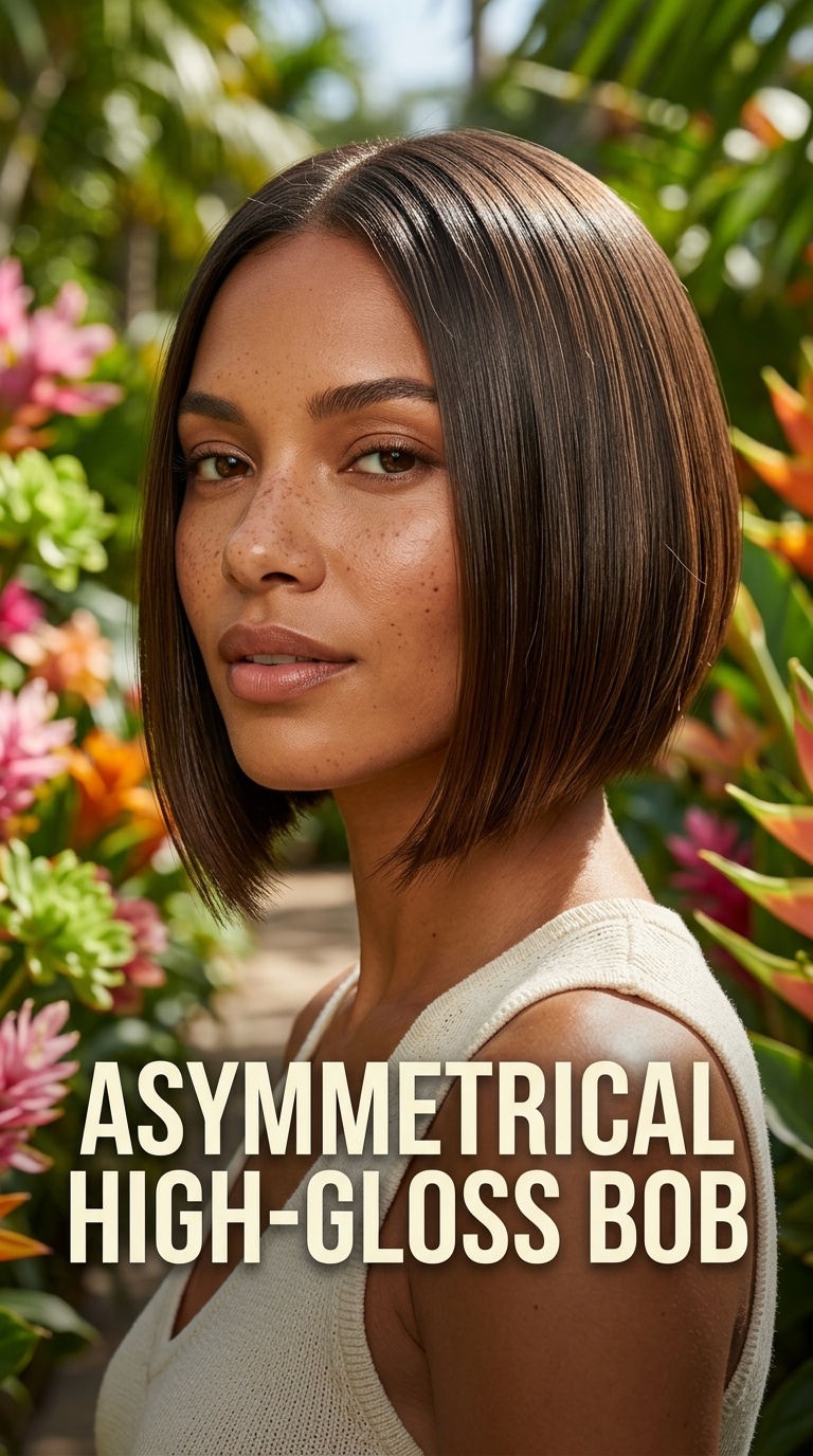 Asymmetrical High-Gloss Bob